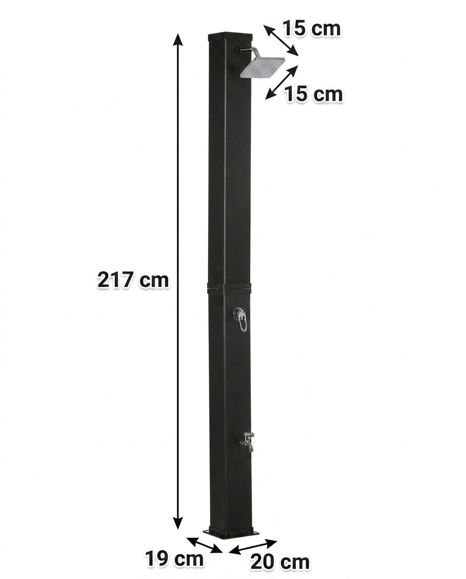 Solarias Douche Solaire 40L – Pomme Rotative 360° — 03 dimensions diagram