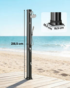 Solarias Douche Solaire 40L – Douchette à Main, Grand Pommeau, Lave-pieds — diagramme dimensions