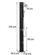Solarias Douche Solaire 35L Premium – Grand Pommeau, Douchette à Main, Mitigeur — dimensions