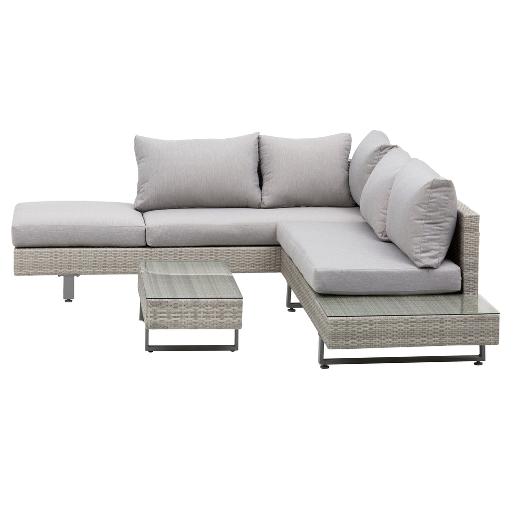 Salon de jardin d'angle gris clair – autre angle