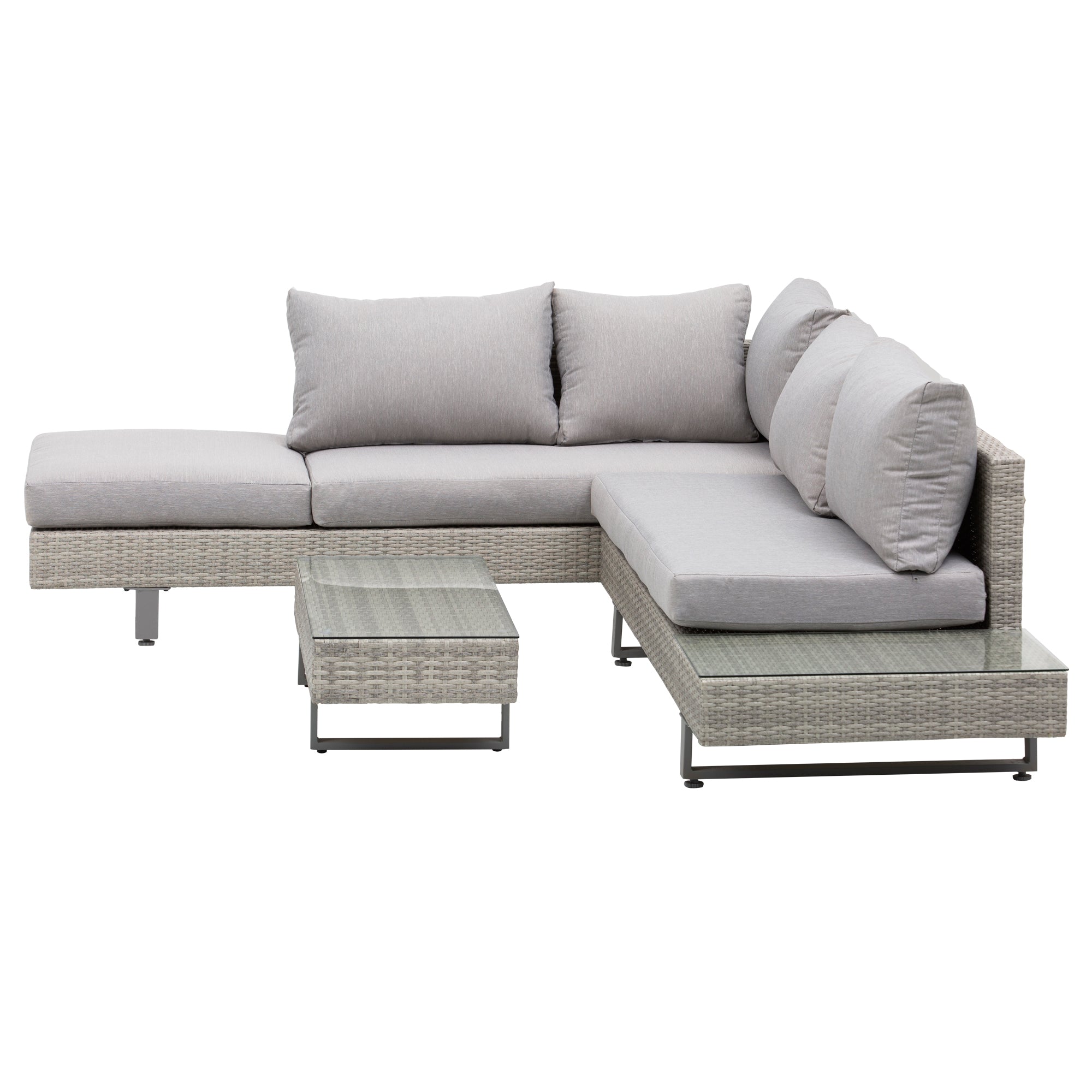 Salon de jardin d'angle gris clair – autre angle
