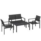 Solarias Salon de jardin extérieur 4 pièces canapé 2 places, 2 chaises et table basse, mobilier de jardin terrasse veranda, 