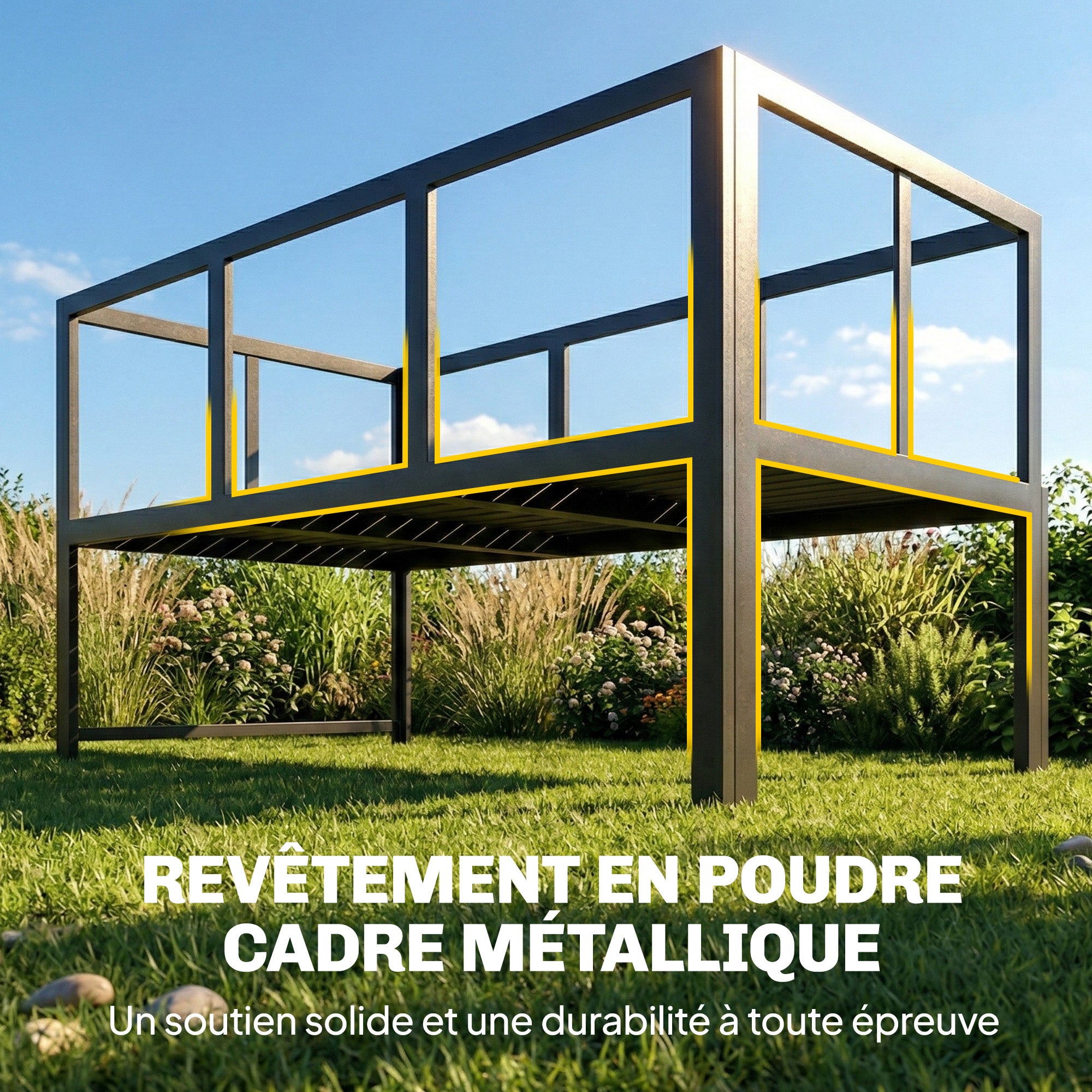 Solarias Salon de Jardin Mobilier de Terrasse 3 Pièces 4 Places Modulable avec Accoudoir Réglable Coussins Épais 16cm Gris