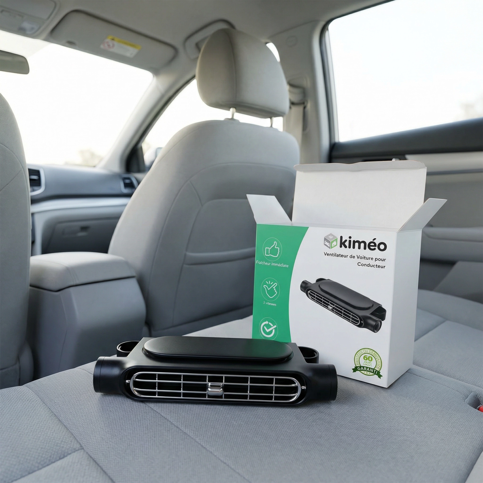 Car Seat Fan for Drivers, 3-Speed Quiet Adjustable Cooling