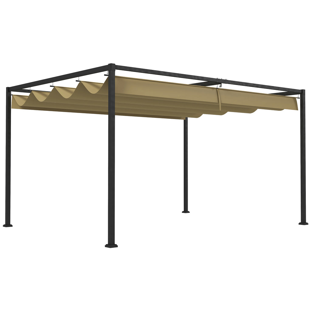 Solarias Pergola coulissante Pergola rétractable 3 x 2 m structure métal époxy anticorrosion toile polyester 180 g/m² kaki