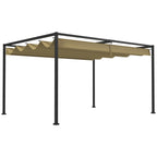 Solarias Pergola coulissante Pergola rétractable 3 x 2 m structure métal époxy anticorrosion toile polyester 180 g/m² kaki