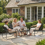 Solarias Salon de jardin 4 pièces avec canapé, fauteuils et table basse, gris foncé et noir