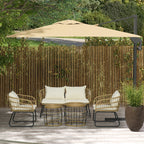Solarias Ensemble salon de jardin meubles d'extérieur 4 places 2 fauteuils 1 canapé 2 places et 2 tables basses coussins inc