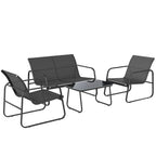 Solarias Salon de jardin 4 pièces avec canapé, fauteuils et table basse, gris foncé et noir