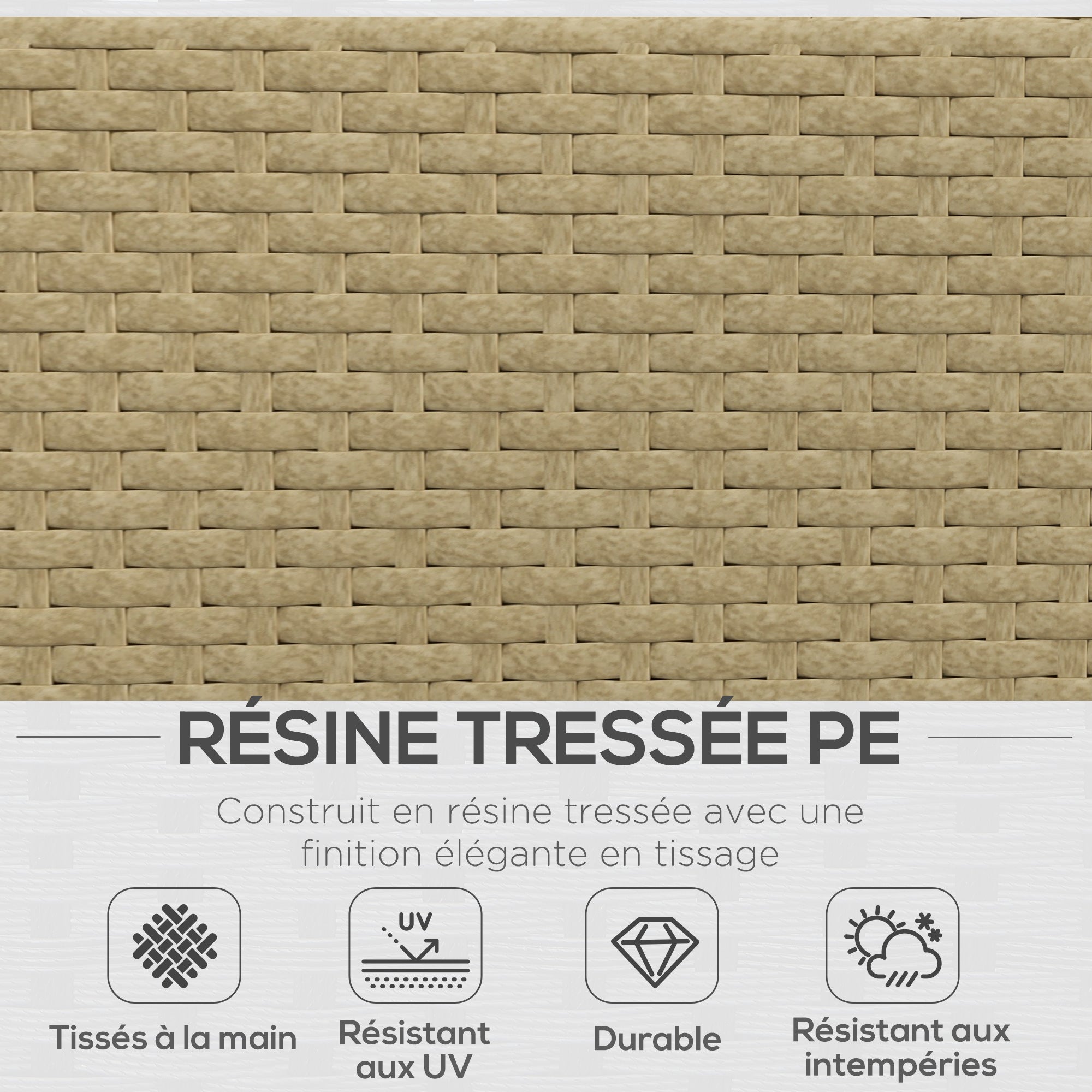 Solarias Salon de jardin d'angle 5 places design contemporain coussins déhoussables table basse acier époxy résine tressée b