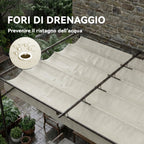 Solarias Gazebo Pergola adossée 3x3 m avec toit coulissant et orifices de drainage, Crème