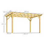 Solarias Pergola de jardin extérieur 3 x 4 m pergola en bois pour plantes grimpantes, bois naturel