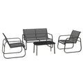 Solarias Salon de jardin 4 pièces avec 2 fauteuils 1 canapé 2 places d'extérieur et table basse plateau en verre trempé