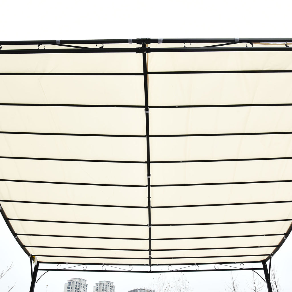 Solarias Pergola tonnelle de jardin auvent 3 x 3 m adossable métal gris polyester imperméabilisé anti-UV crème