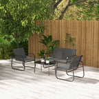 Solarias Salon de jardin 4 pièces avec 2 fauteuils 1 canapé 2 places d'extérieur et table basse plateau en verre trempé