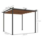 Solarias Pergola jardin exterieur 3x3 m toit coulissante rétractable polyester haute densité 180g/m², abri soleil UPF30+, ma