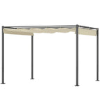 Solarias Pergola de jardin 3 x 3 m avec auvent rétractable, pavillon, toile pour l'ombre, UPF30+, Beige