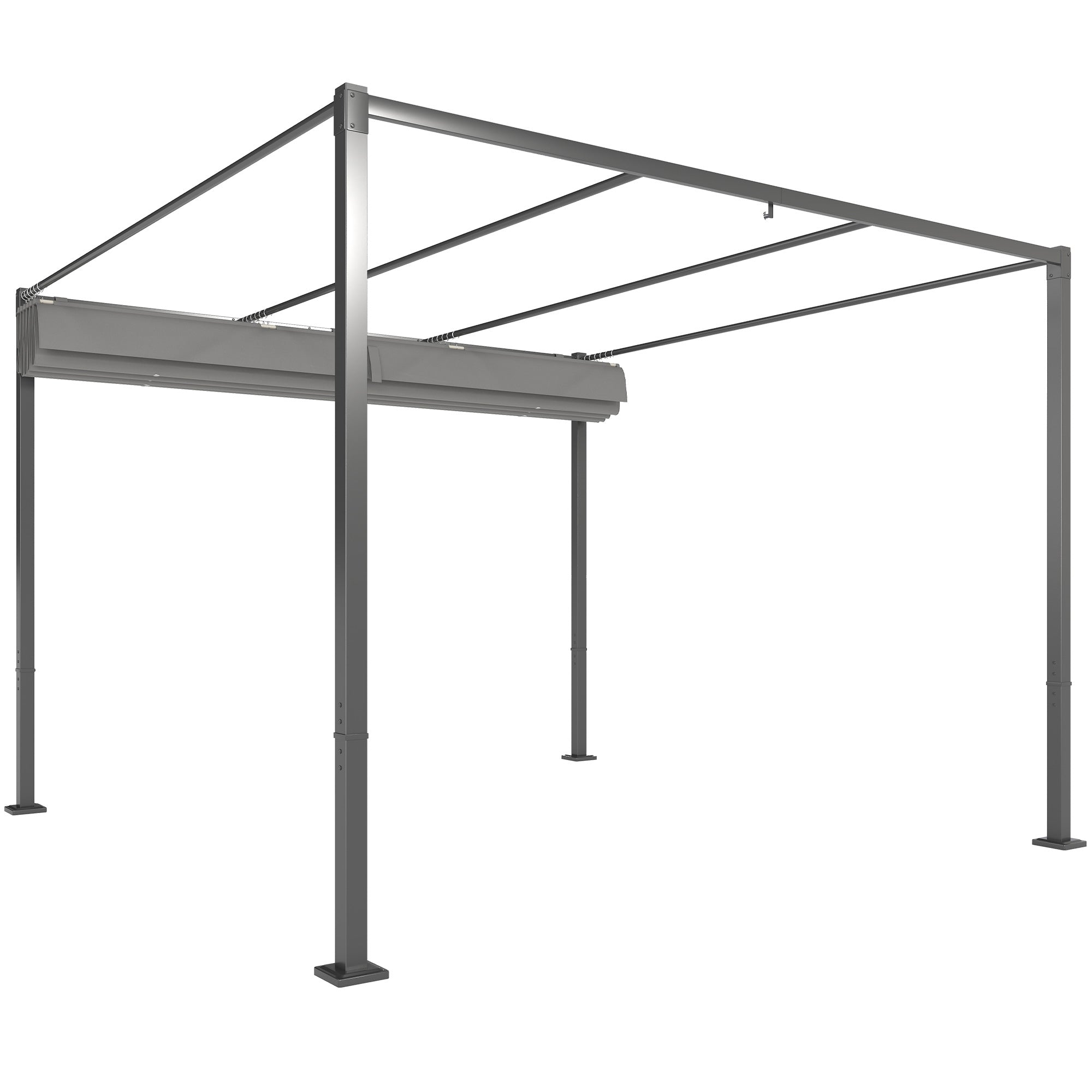 Solarias Pergola Rétractable Coulissante 3 x 3 m tonnelle de Jardin à fixation magnétique Tissu Polyester Haute densité gris