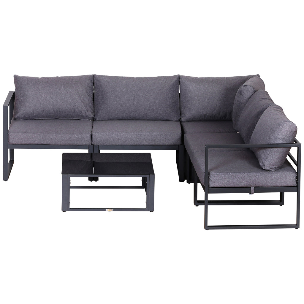 Solarias Ensemble salon de jardin d'angle design contemporain style yachting 5 places modulable avec coussins et table basse