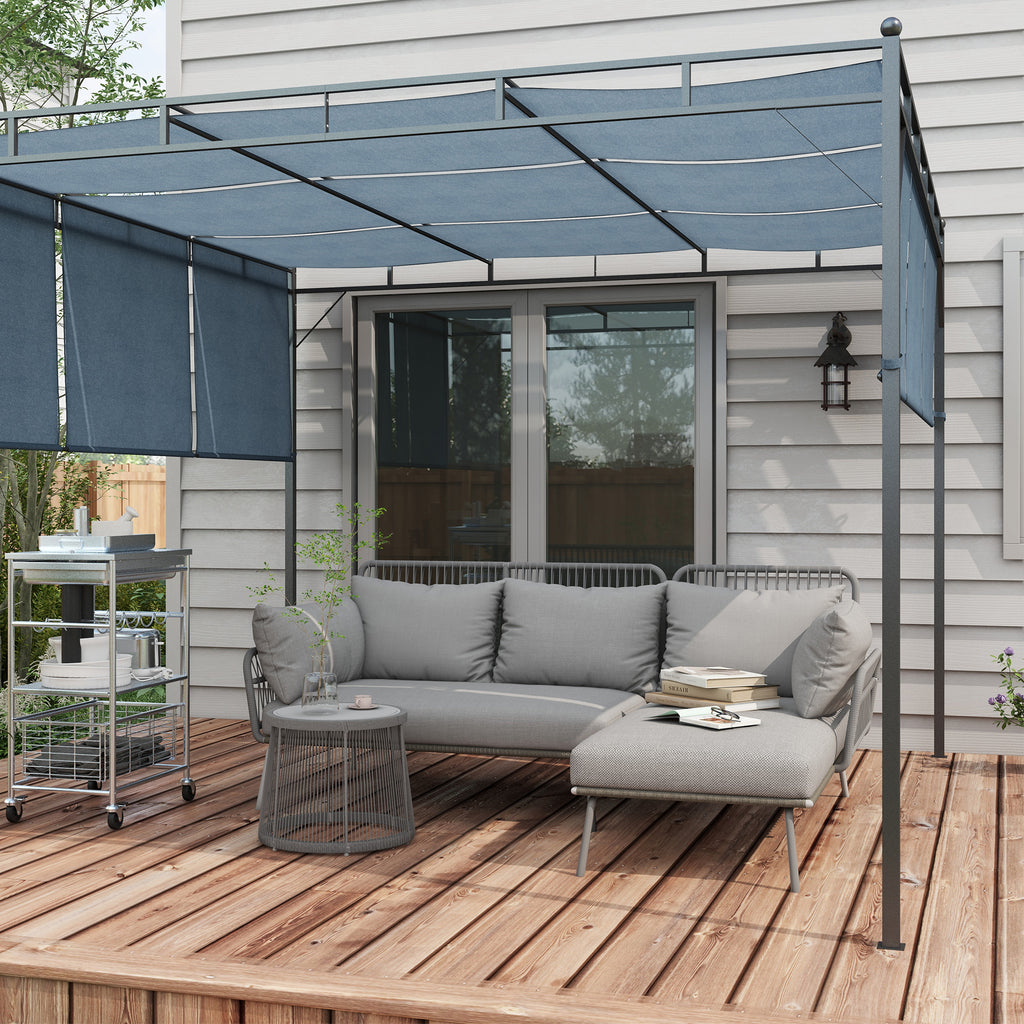 Solarias Salon de jardin d'angle 4 pers. style colonial table basse coussins grand confort inclus résine tressée gris