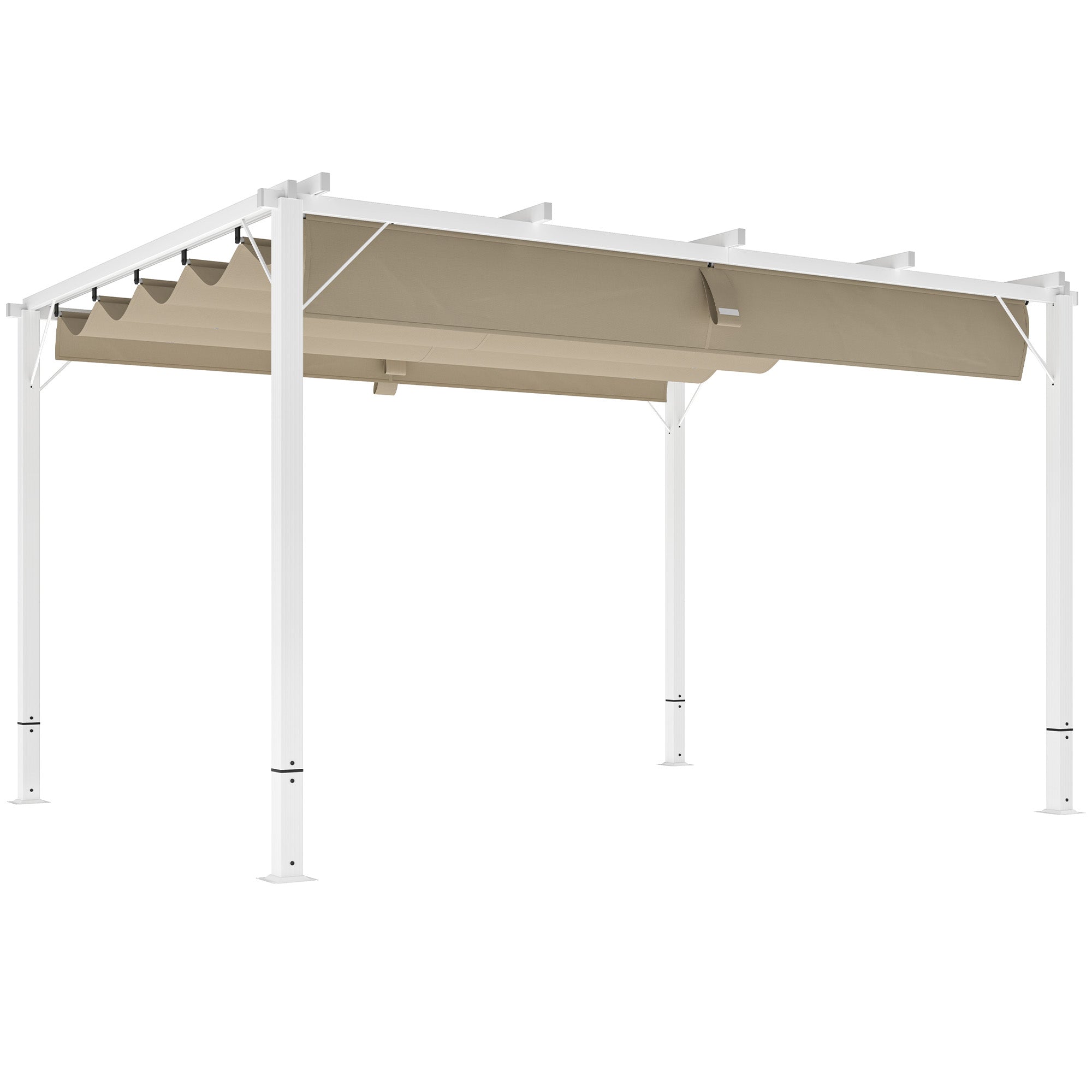 Solarias Pergola jardin extérieur en aluminium 3 x 4 m avec toit rétractable, abri soleil UPF30+, pour terrasse, patio, blan