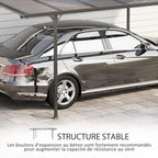 Solarias Pergola rigide alu. polycarbonate pavillon de jardin abri de voiture 500 x 299 x 195/223 cm gris