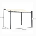Solarias Pergola tonnelle de jardin auvent 3 x 3 m adossable métal gris polyester imperméabilisé anti-UV crème