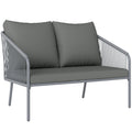 Solarias Canapé de jardin 2 places en résine tressée avec coussins canapé d'extérieur accoudoirs cadre en acier 112x72x76cm 