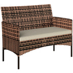 Solarias Canapé de jardin 2 places en rotin PE-rotin pour terrasse extérieure avec coussin, patins antidérapants, structure 