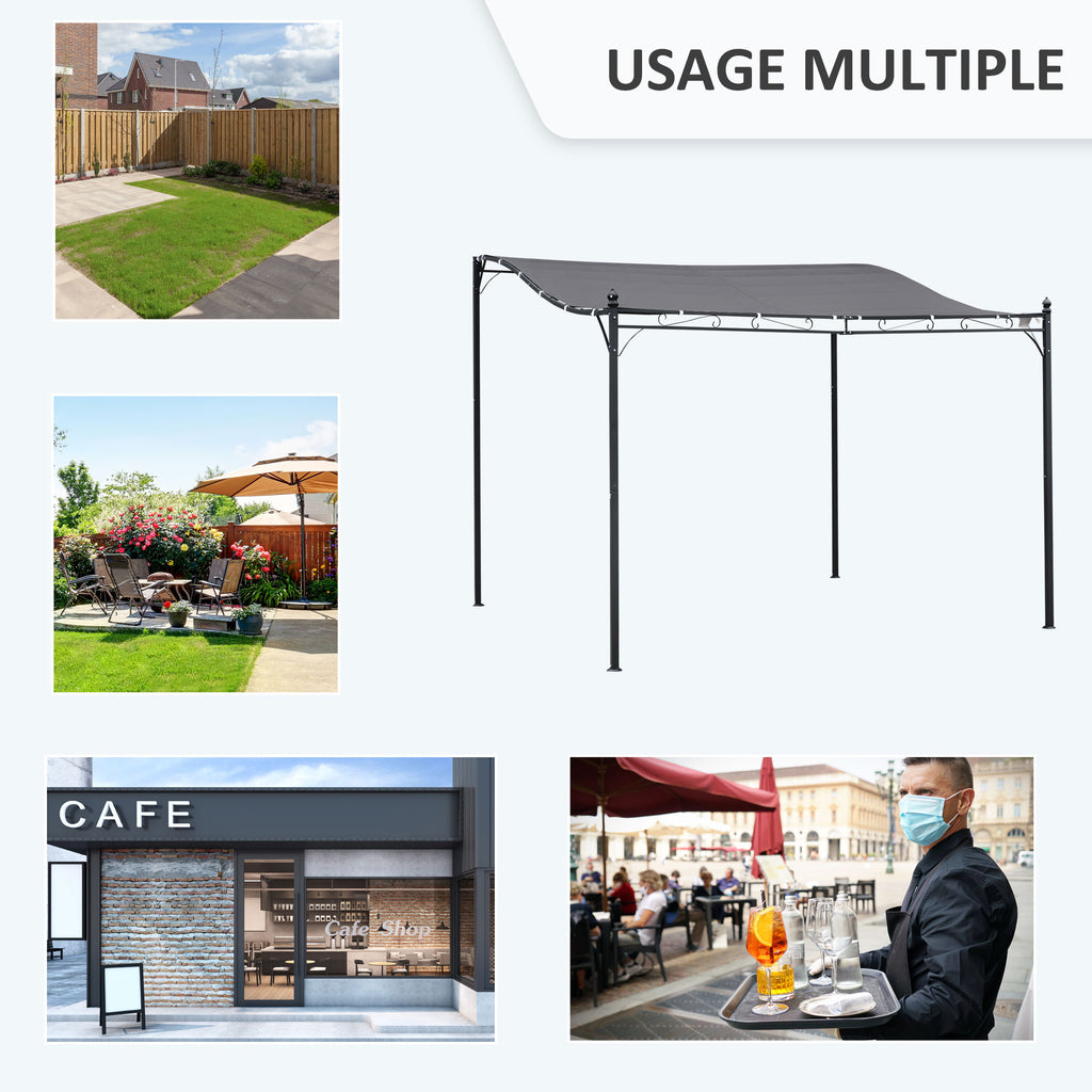 Solarias Pergola tonnelle de jardin auvent 3 x 3 m adossable métal gris polyester imperméabilisé anti-UV gris