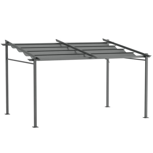 Solarias Pergola rétractable 4 x 3 m structure métal époxy anticorrosion toile Polyester180 g/m² Incluse Gris