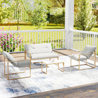 Solarias Salon de jardin extérieur 4 pièces avec coussins ultra-épais 15cm canapé 2 places avec table basse et 2 fauteuils k