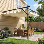 Solarias Gazebo Pergola adossée 3x3 m avec toit coulissant et orifices de drainage, Crème