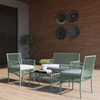 Solarias Ensemble salon de jardin 4 pièces canapé 2 places 2 fauteuils 1 table basse plateau verre trempé