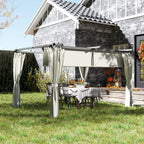 Solarias Pergola 3 x 3 m avec Auvent Rétractable et Rideaux, Abri de Soleil UPF30+ pour Jardin, Terrasse, Extérieur