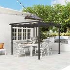 Solarias Pergola de Jardin 3 x 3 m avec Auvent Réglable, Cadre en Métal, Protection UPF30+, Auvent pour Véranda, Terrasse, G