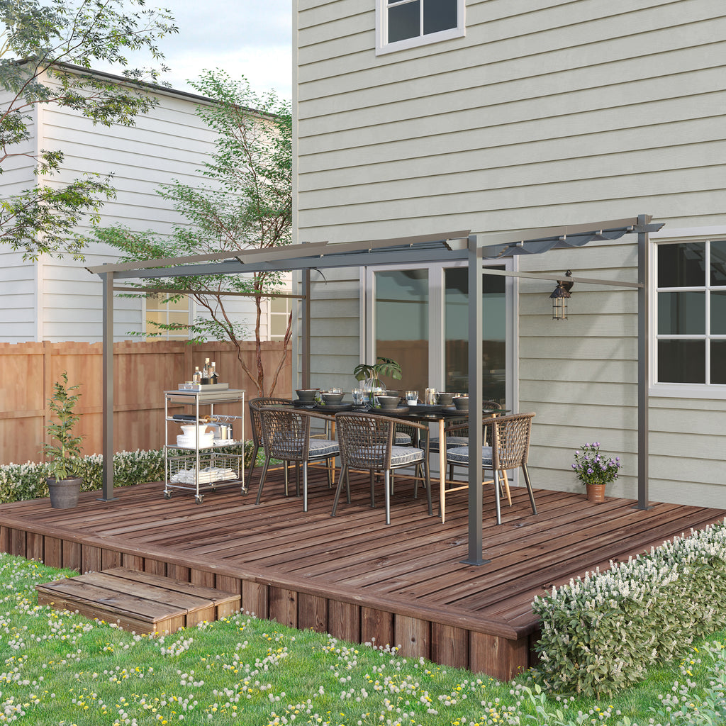 Solarias Pergola rétractable 4 x 3 m structure métal époxy anticorrosion toile Polyester180 g/m² Incluse Gris