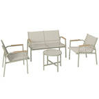 Solarias Salon de Jardin Ensemble de Terrasse avec Canapé 2 Places, 2 Fauteuils et Table Basse en Verre Trempé 4 Pièces Vert
