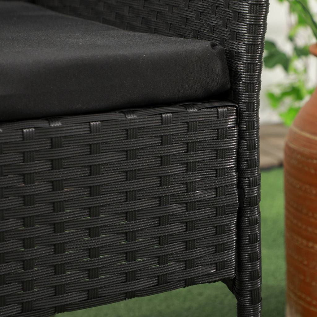 Solarias Canapé de Jardin 2 Places avec Table Basse, en Acier et Rotin PE, 137x59x82 cm, Noir