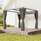Solarias Pergola de Jardin avec Toit Rétractable et Rideaux, en Métal et Polyester, 300x300x227 cm, Gris clair