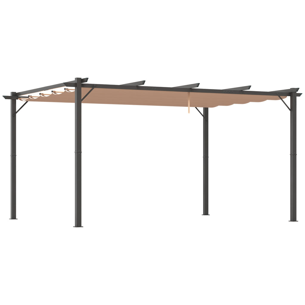 Solarias Pergola Rétractable en polyester Marron Clair 4 x 3 x 2,65 m