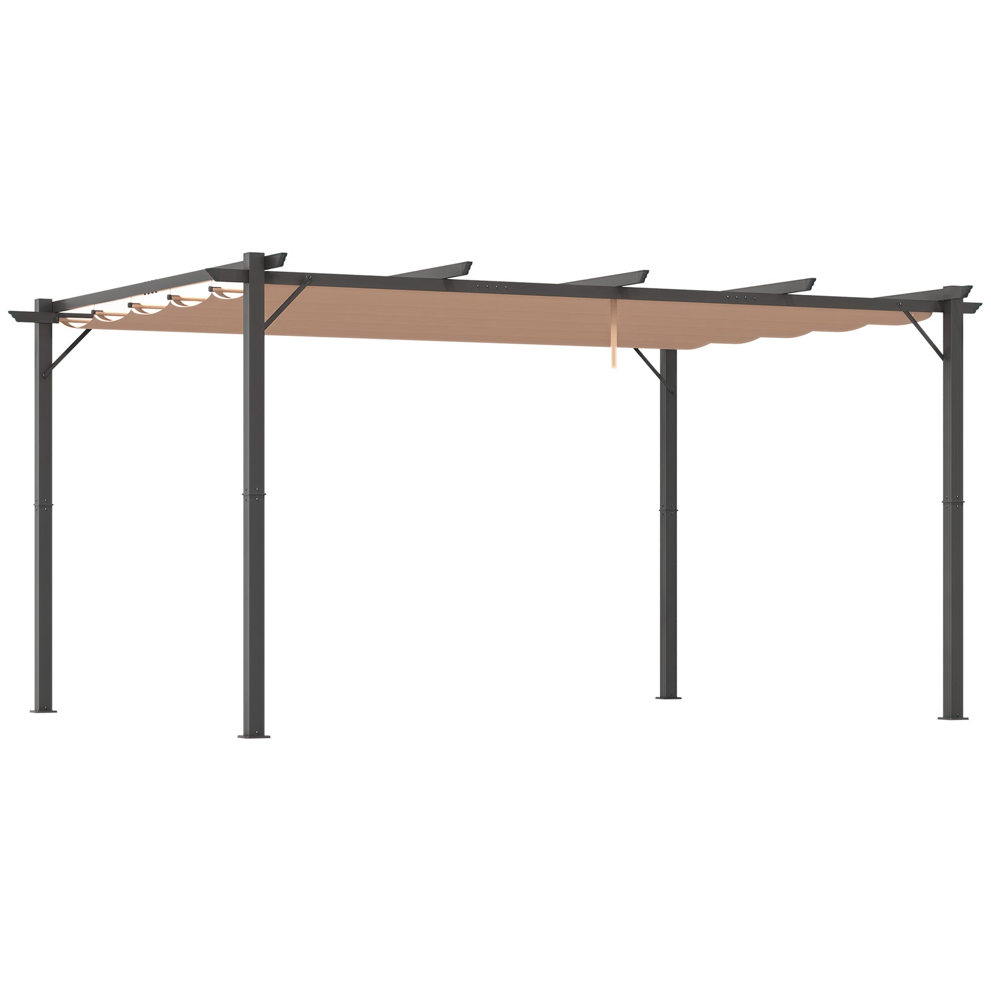 Solarias Pergola Rétractable en polyester Marron Clair 4 x 3 x 2,65 m