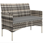 Solarias Canapé de jardin 2 places en résine tressée avec coussins canapé d'extérieur avec accoudoirs 115 x 63 x 85 cm gris 
