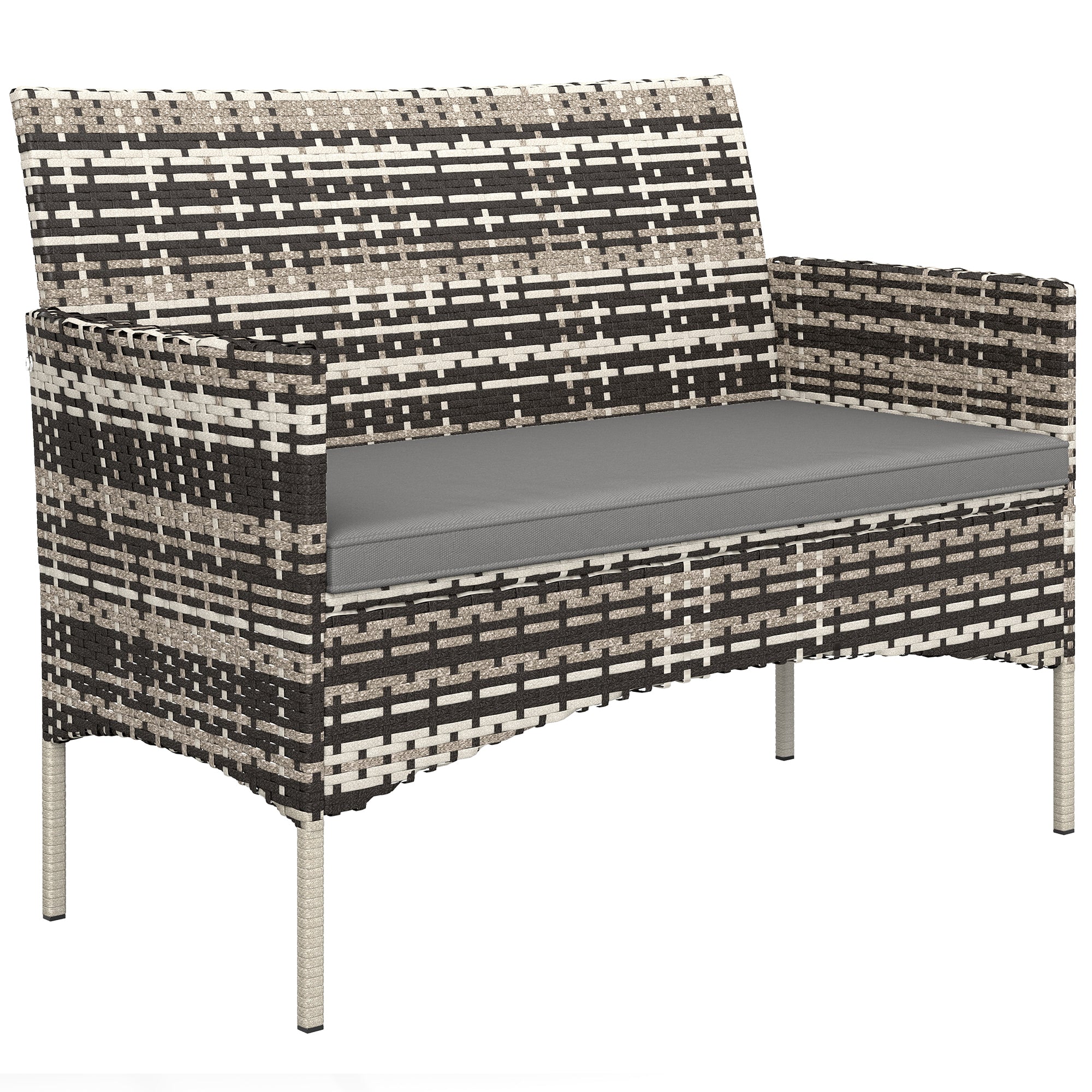 Solarias Canapé de jardin 2 places en résine tressée avec coussins canapé d'extérieur avec accoudoirs 115 x 63 x 85 cm gris 