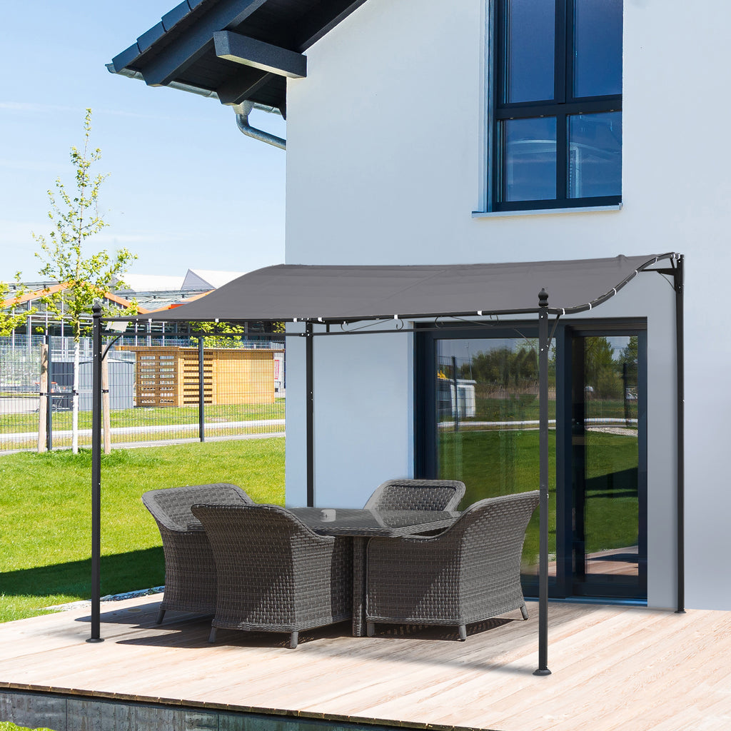 Solarias Pergola tonnelle de jardin auvent 3 x 3 m adossable métal gris polyester imperméabilisé anti-UV gris