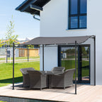 Solarias Pergola tonnelle de jardin auvent 3 x 3 m adossable métal gris polyester imperméabilisé anti-UV gris