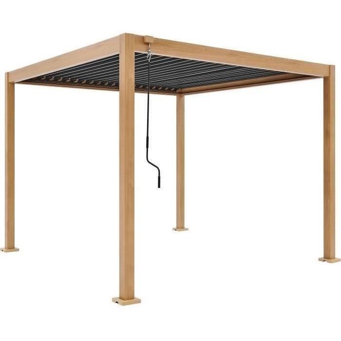 Solarias Pergola bioclimatique GAYA - Structure en aluminium et en acier - l300 x P300 x H240 cm - Aspect Bois