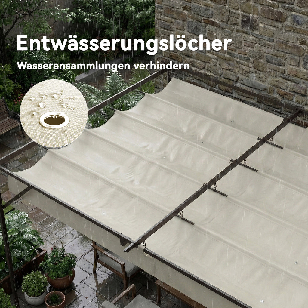 Solarias Toit de terrasse Pergola env. 4 x 3 m, toiture réglable, fixation murale, UV30+, Blanc crème