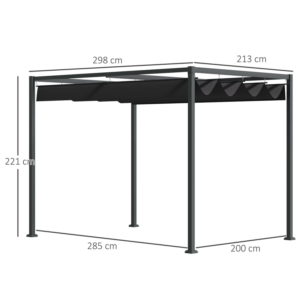 Solarias Pergola env. 3x2m Pavillon de Jardin au Toit Coulissant en Métal Pergola de Jardin Autoportante avec Toit Réglable,