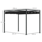 Solarias Pergola env. 3x2m Pavillon de Jardin au Toit Coulissant en Métal Pergola de Jardin Autoportante avec Toit Réglable,